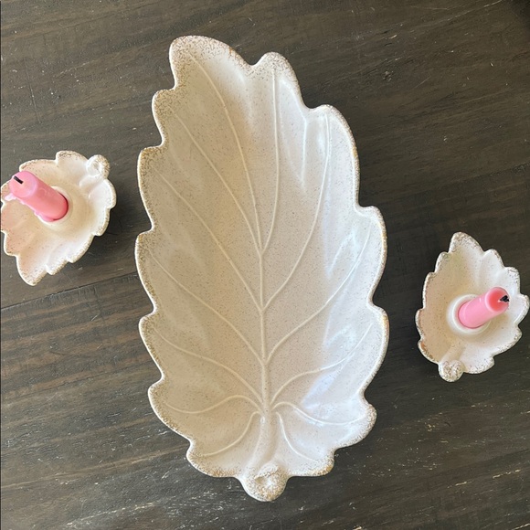 Leaf-Shaped Ceramic Dish Trio